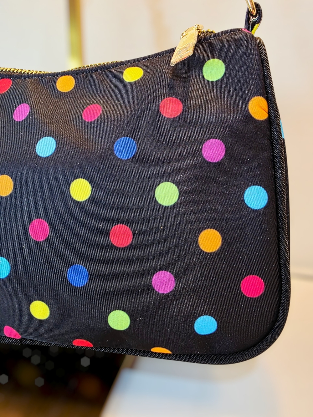 Black and Colorful Polka Dot Shoulder Bag with Gold Chain Strap  NWT - Picture 4 of 7